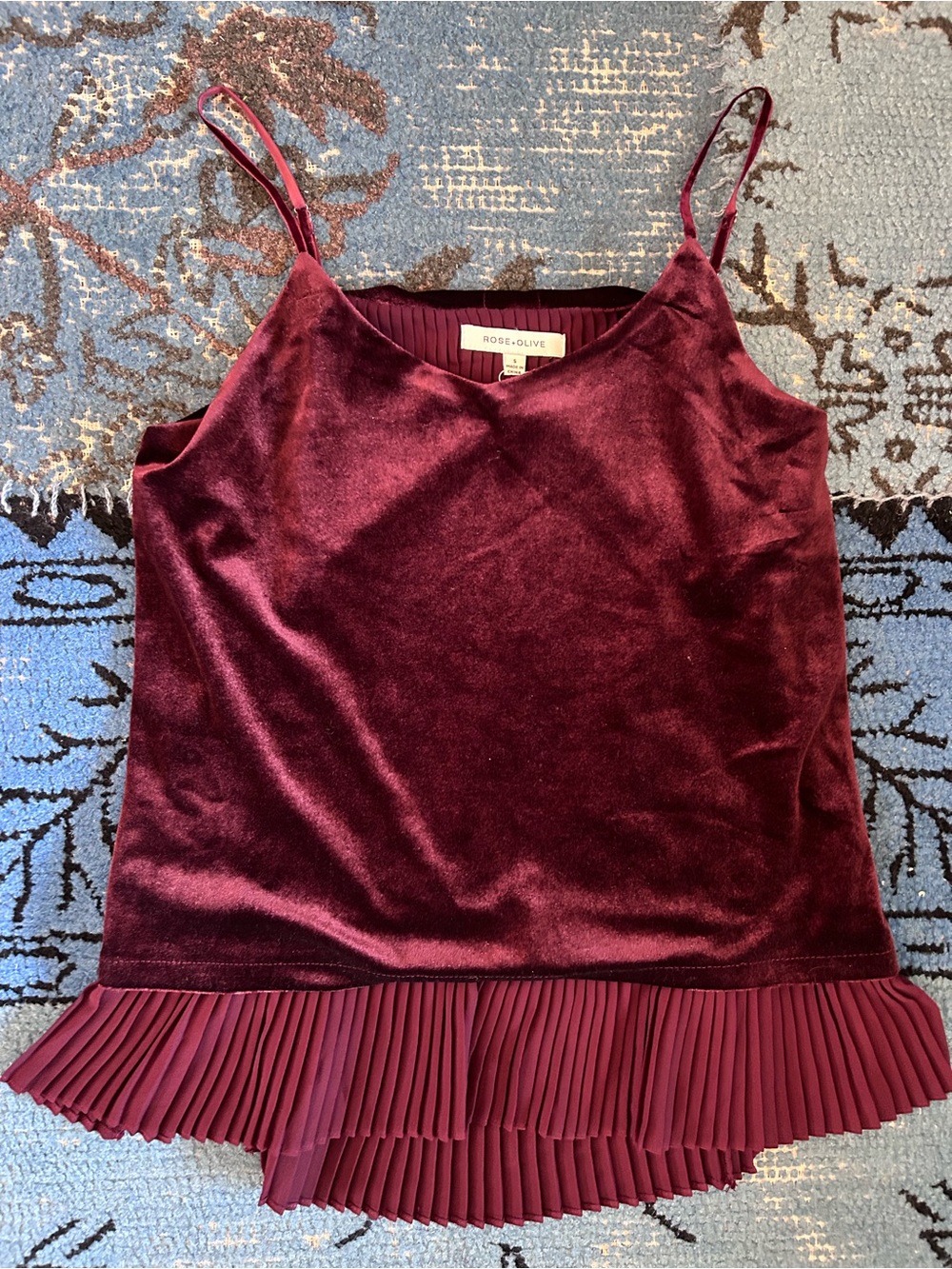 Rose + Olive burgundy velvet camisole